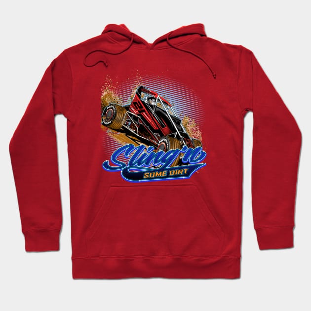 Midget Racing Sling'n Dirt Hoodie by Artslave Custom Car Art